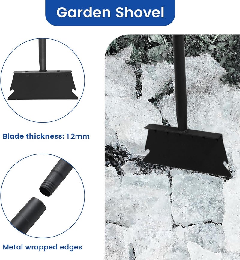TwinkleTool Garden Shovel, Floor Scraper, Ice Scraper, 59 Inch Adjustable Heavy Duty Snow Scraper Long Handle, Garden Flat Shovel for Lawn Edging Weeding Digging Snow Removal and Ice Scraping - Image 2